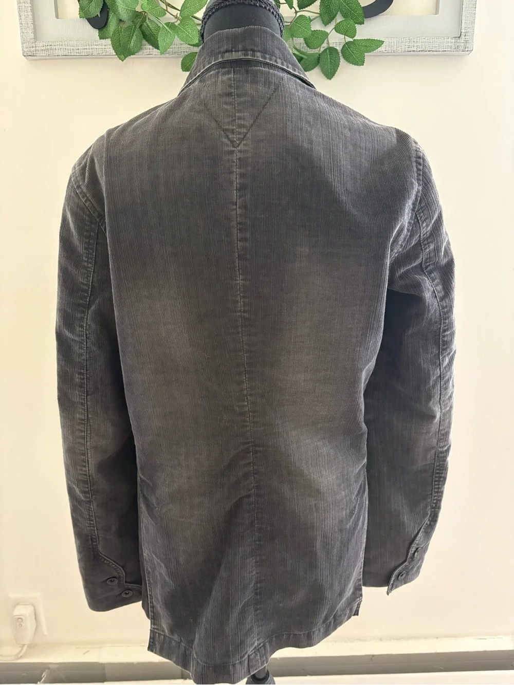 Vintage Tommy Hilfiger Denim Corduroy Blazer Jacket Gray Purple Lining Men's M